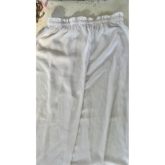 PLT White Sheer Wide Leg Drawstring Pants Size 12 Resort Beach Vacation - Picture 15 of 15